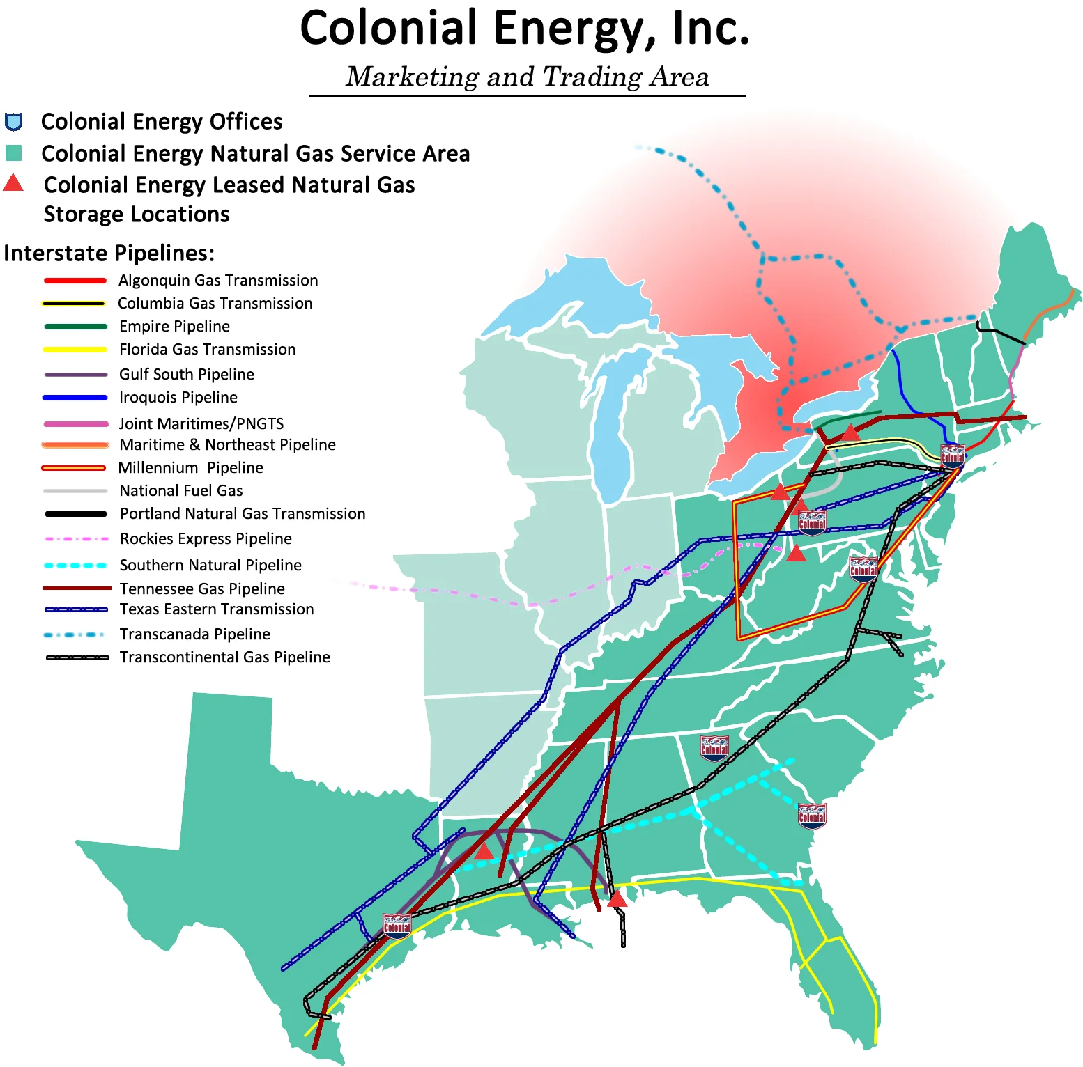 Colonial Energy Inc. Natural Gas Marketing and Trading Service Area