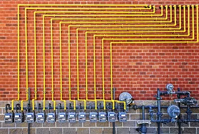Gas meters and pipes